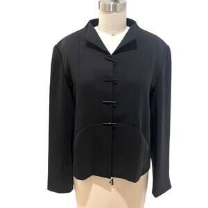 Vintage Krizia Jacket Womens 44 Black Made In Italy symmetric Pocket